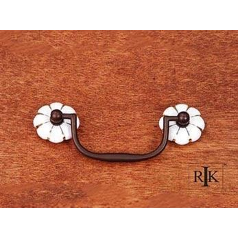 Porcelain Gold Line Flower Ends Bail Pull 3 – Oil Rubbed Bronze