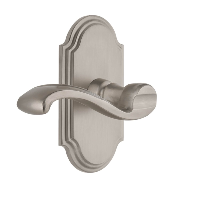 Arc Short Plate with Portofino Lever in Satin Nickel