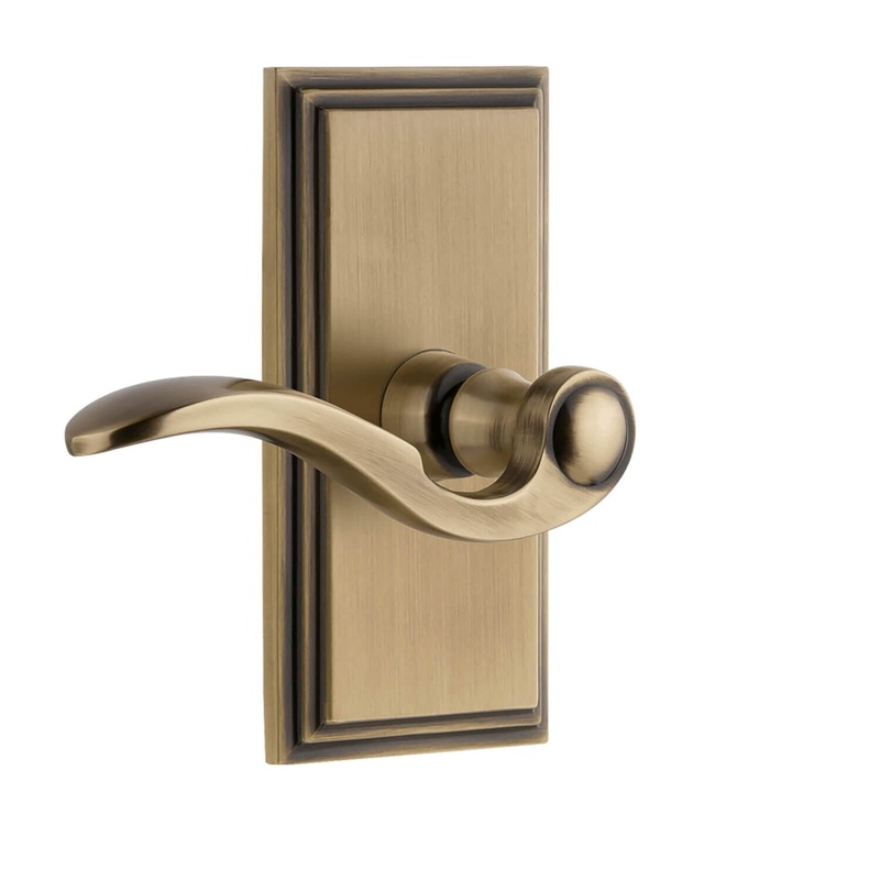 Carr Short Plate with Bellagio Lever in Vintage Brass