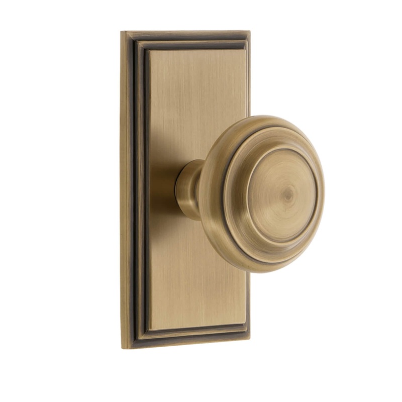 Carr Short Plate with Circulaire Knob in Vintage Brass