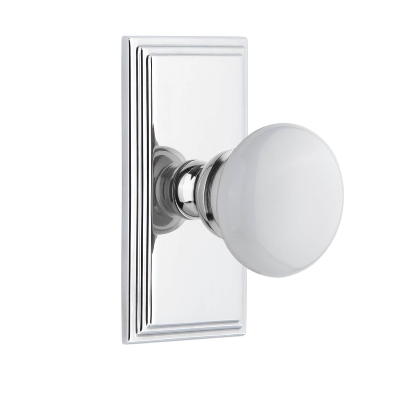 Carr Short Plate with Hyde Park Knob in Bright Chrome