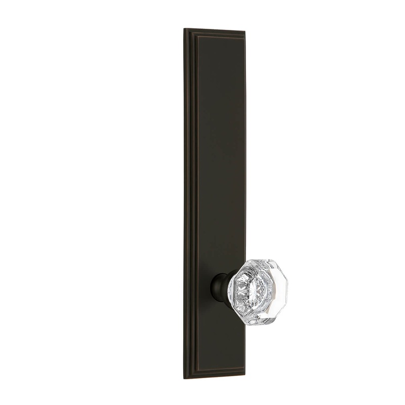 Carr Tall Plate with Chambord Crystal Knob in Timeless Bronze