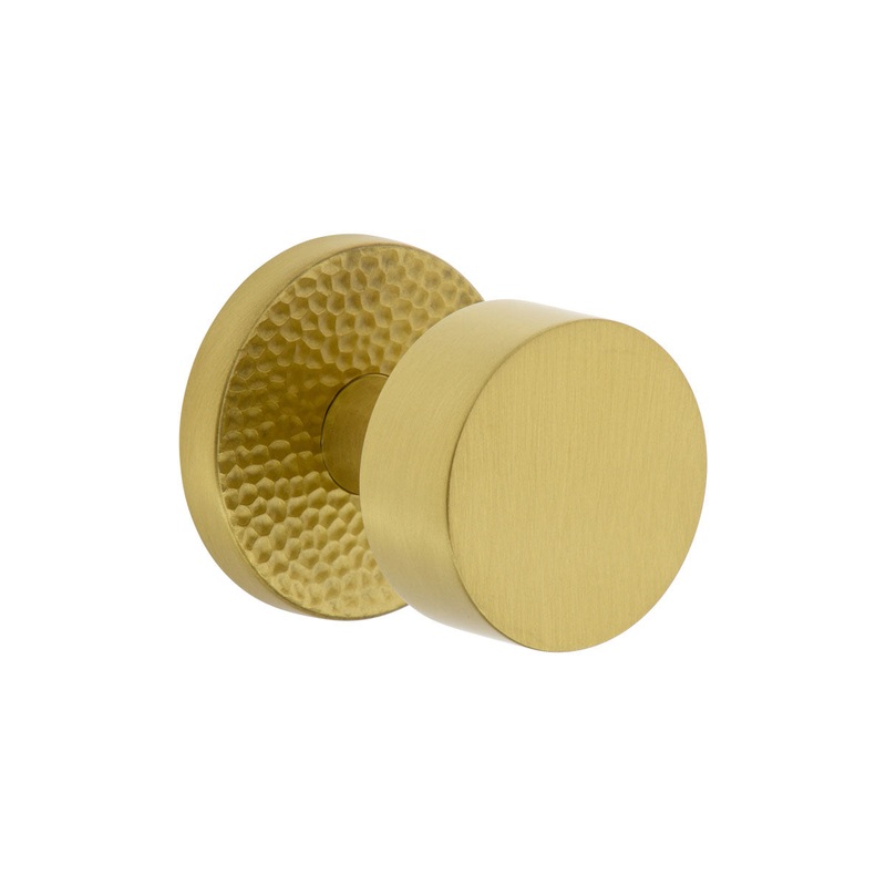 Circolo Hammered Rosette with Circolo Knob in Satin Brass