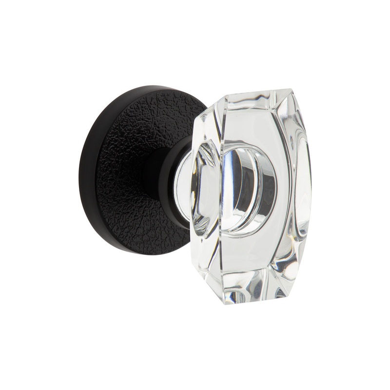 Circolo Leather Rosette with Stella Crystal Knob in Satin Black