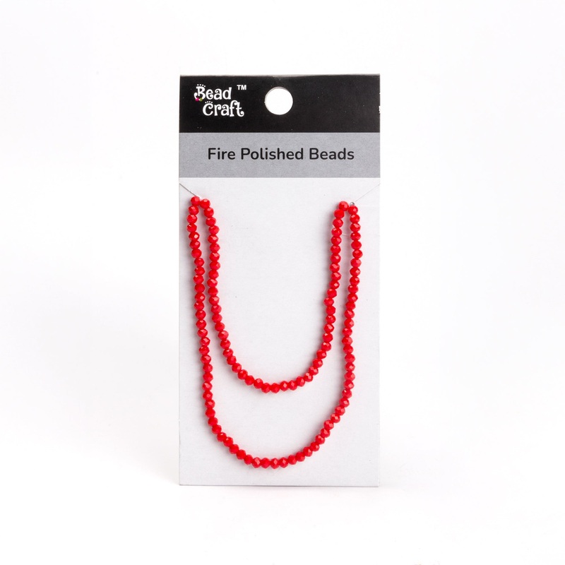 Fire Polished Beads Opaque Ruby 4mm 1 String