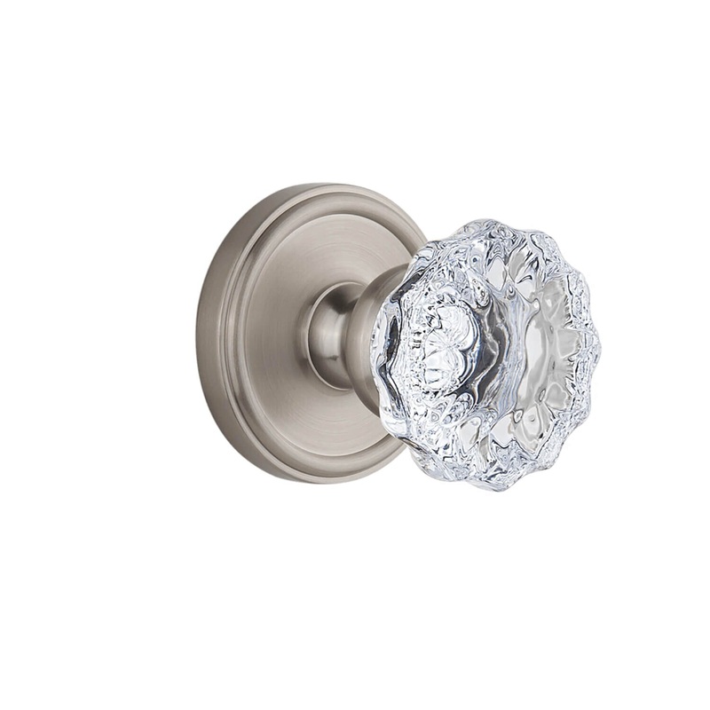 Georgetown Rosette with Fontainebleau Crystal Knob in Satin Nickel
