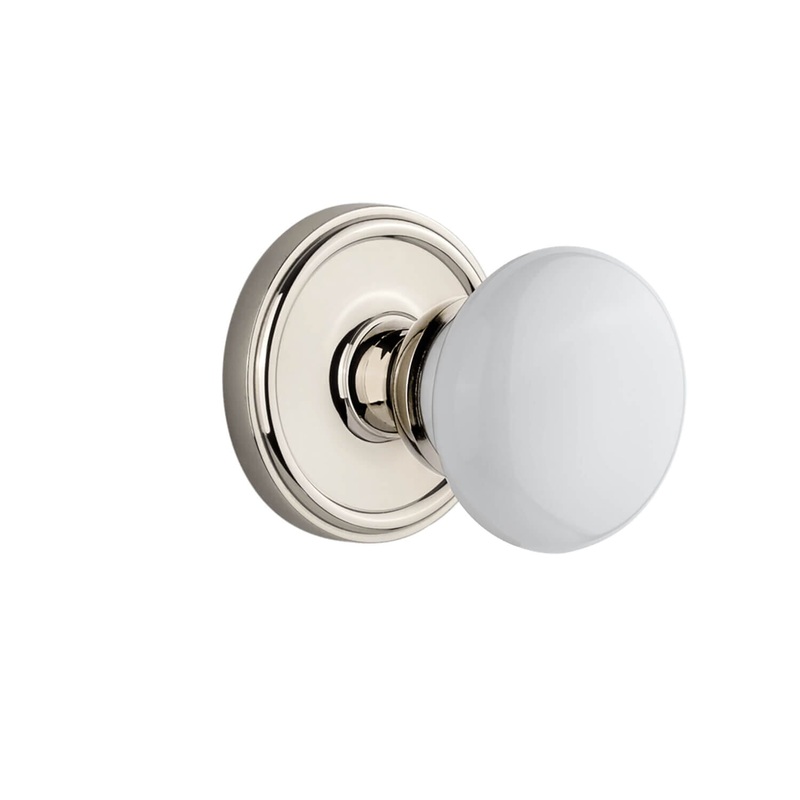 Georgetown Rosette with Hyde Park Knob in Polished Nickel