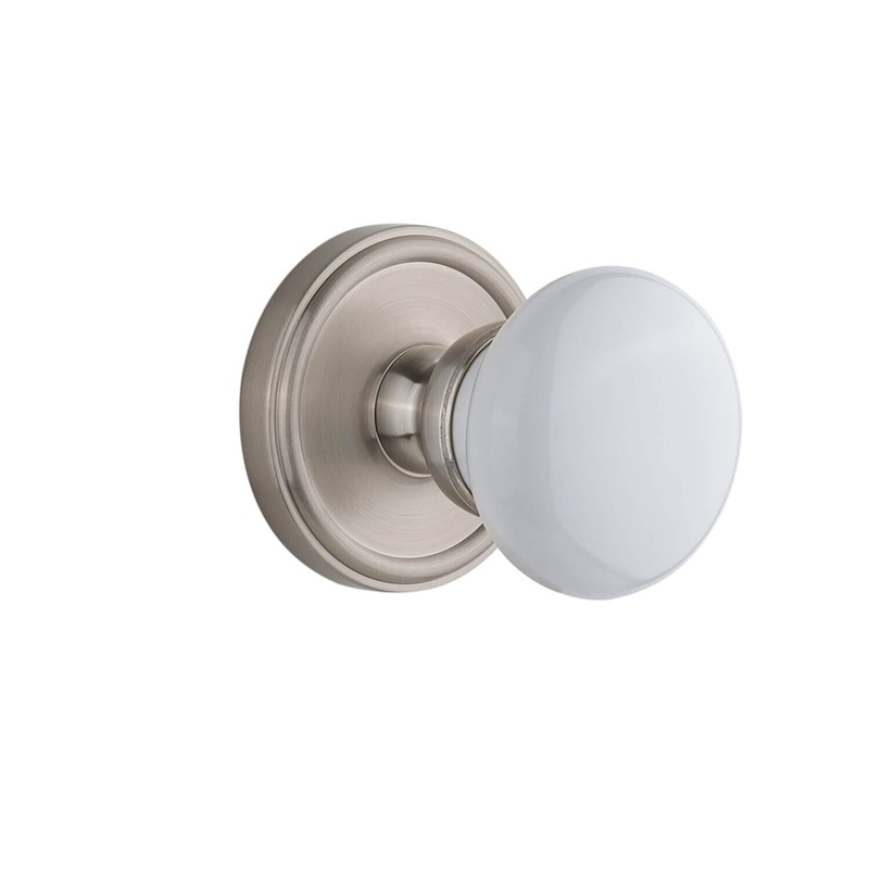 Georgetown Rosette with Hyde Park Knob in Satin Nickel