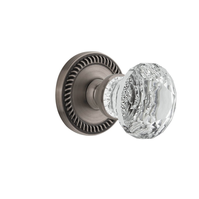Newport Rosette with Brilliant Crystal Knob in Antique Pewter
