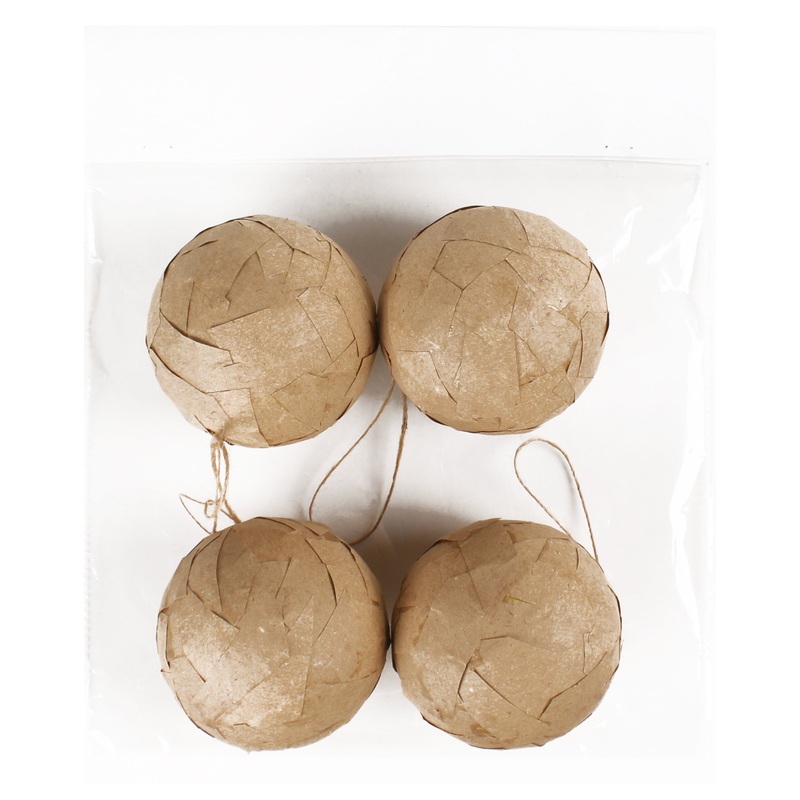 Paper Mache Baubles 8cm dia 4pc