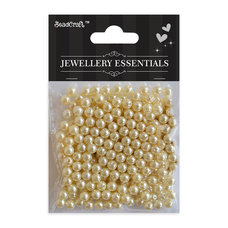 Pearl Beads Plastic 8mm Cream 20gm