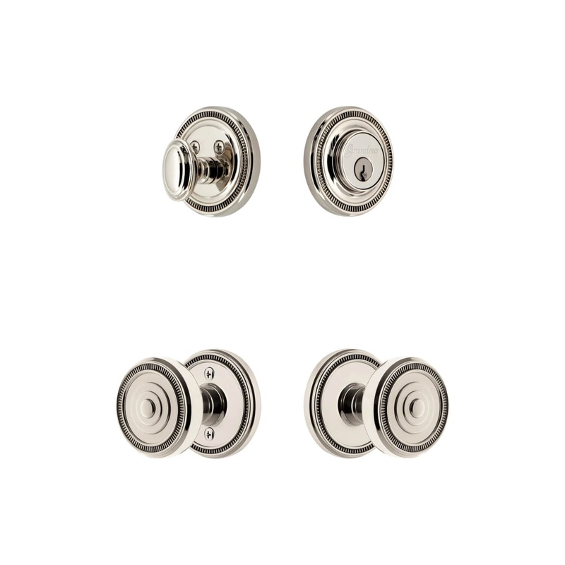 Soleil Rosette Entry Set with Soleil Knob in Polished Nickel