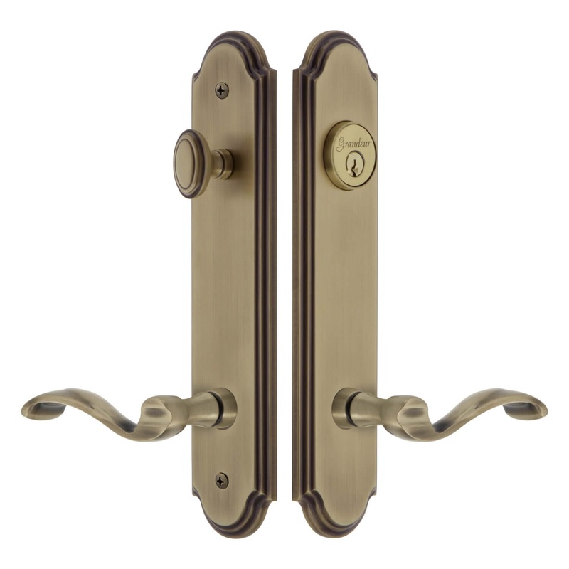 Arc Tall Plate Entry Set with Portofino Lever in Vintage Brass