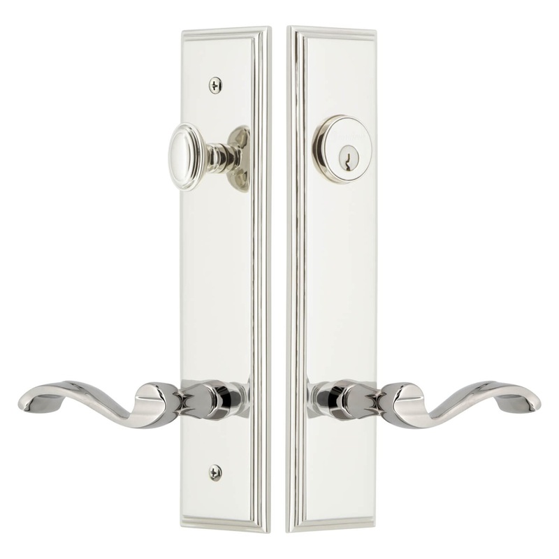 Carr Tall Plate Entry Set with Portofino Lever in Polished Nickel