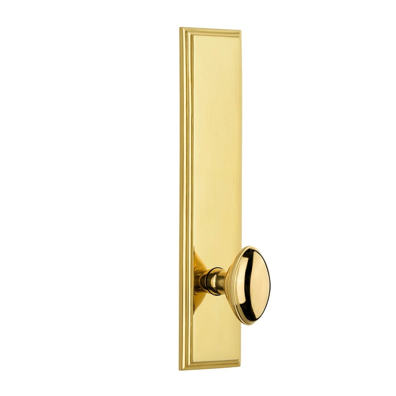 Carr Tall Plate with Eden Prairie Knob in Polished Brass