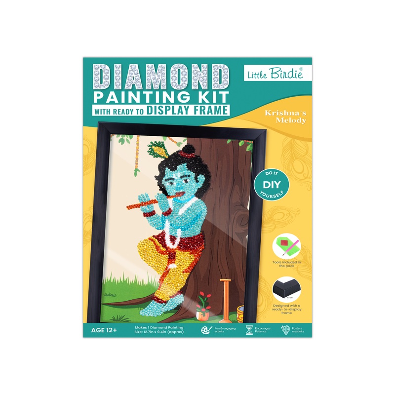 DIY Diamond Painting Kit with frame – Krishnas Melody, 1 Box