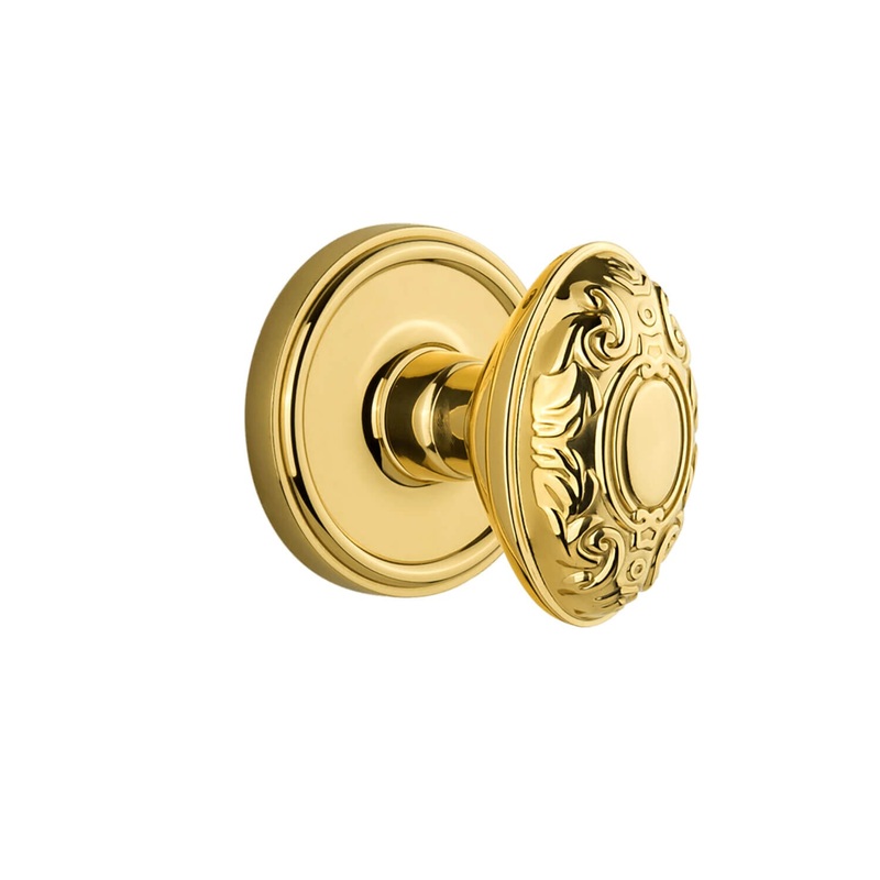 Georgetown Rosette with Grande Victorian Knob in Lifetime Brass