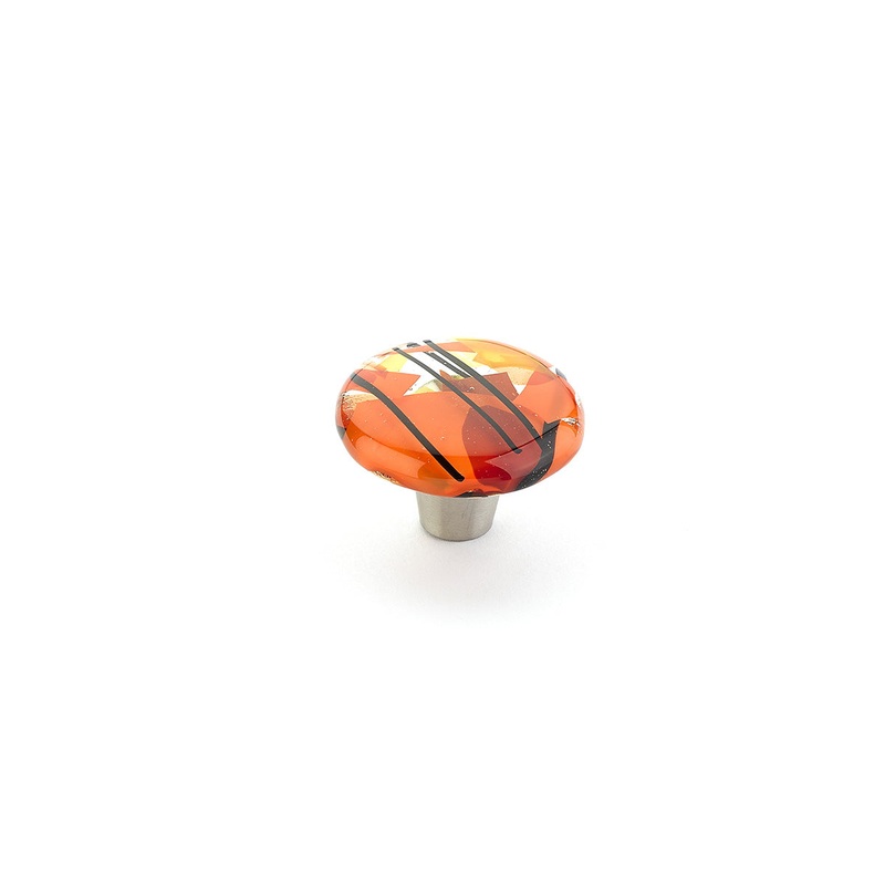 Ice Confetti Orange Glass Round Knob by Schaub