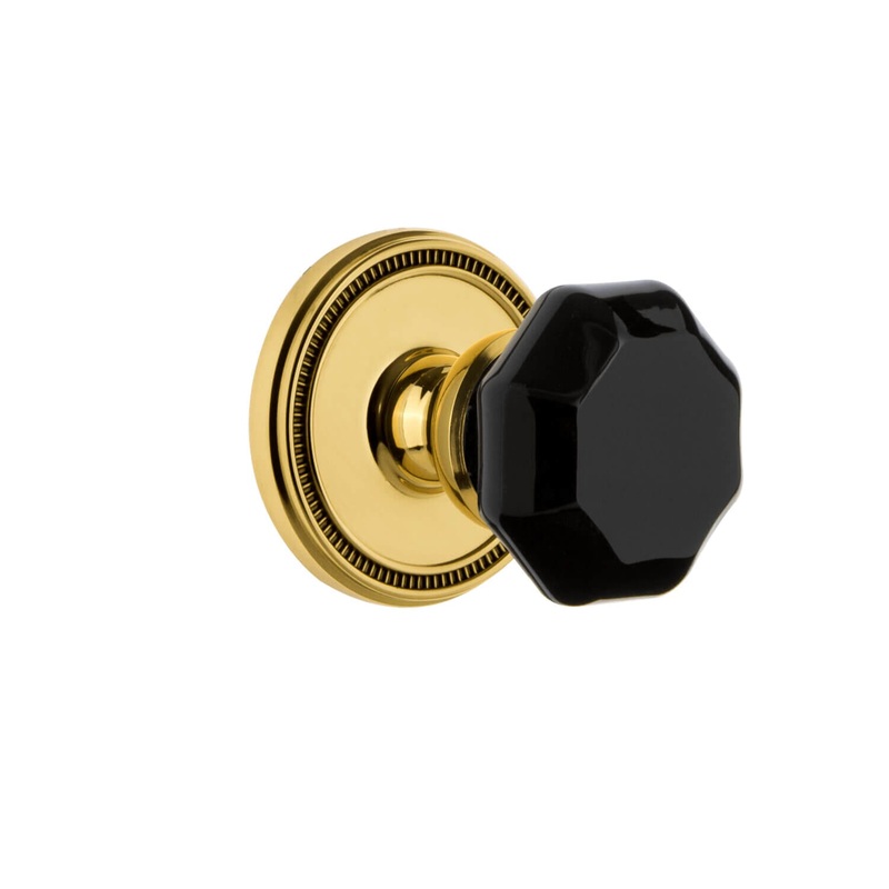 Soleil Rosette with Lyon Knob in Polished Brass