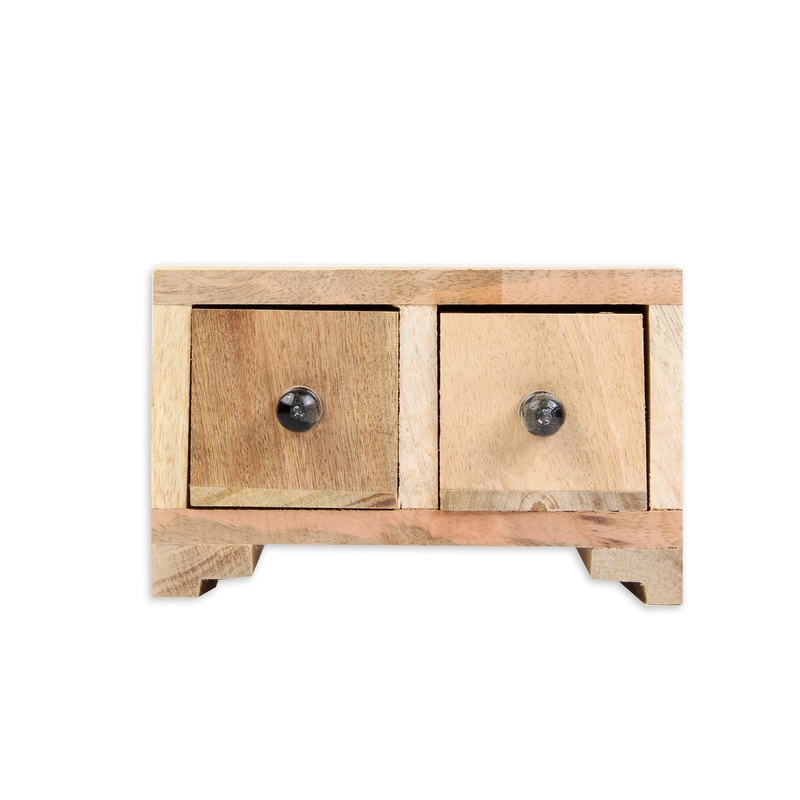 Wooden Double Drawer Organizer (2 Compartments) 3 X 3.5 X 6inch 1pc