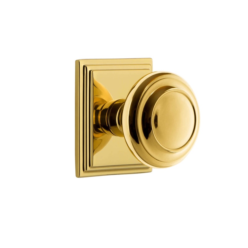 Carr Square Rosette with Circulaire Knob in Lifetime Brass