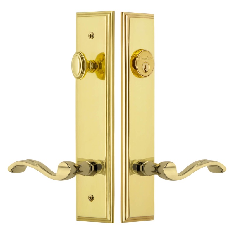Carr Tall Plate Entry Set with Portofino Lever in Lifetime Brass