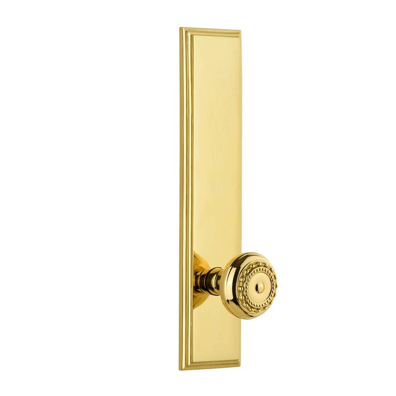 Carr Tall Plate with Parthenon Knob in Lifetime Brass