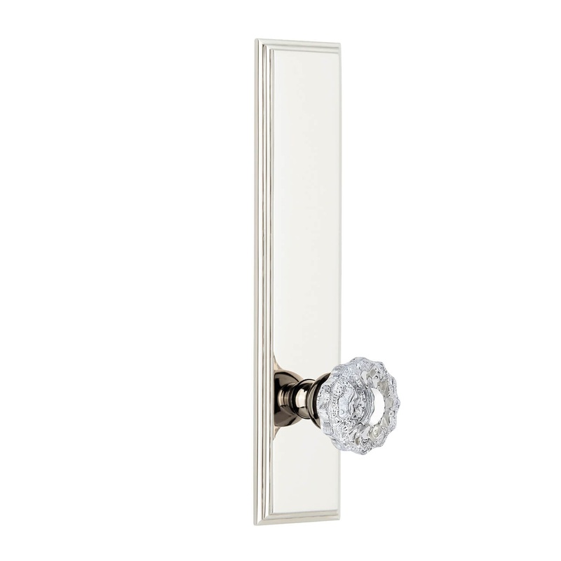 Carr Tall Plate with Versailles Crystal Knob in Polished Nickel