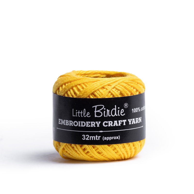 Crochet & Embroidery Thread – Cotton, 6 Ply, Sunny Yellow, Approx. 32mt Ball