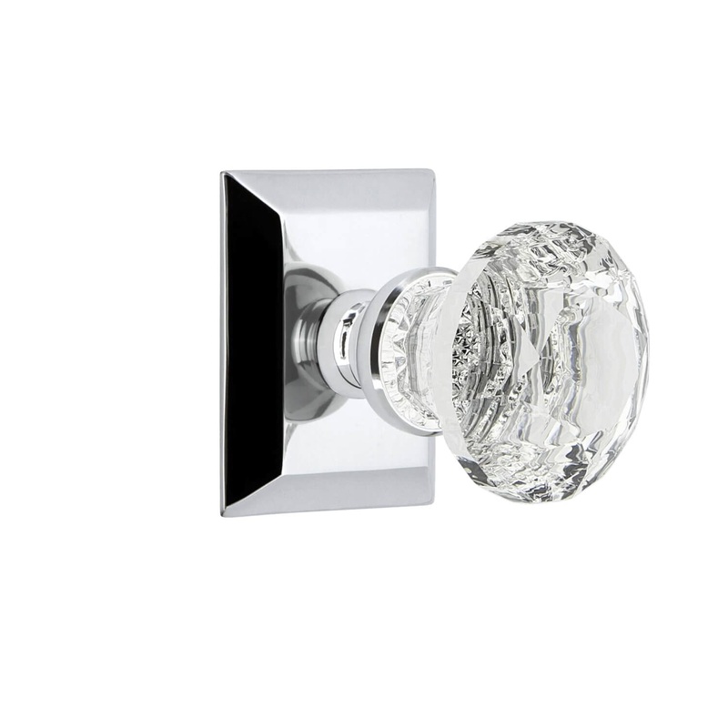 Fifth Avenue Square Rosette with Brilliant Crystal Knob in Bright Chrome