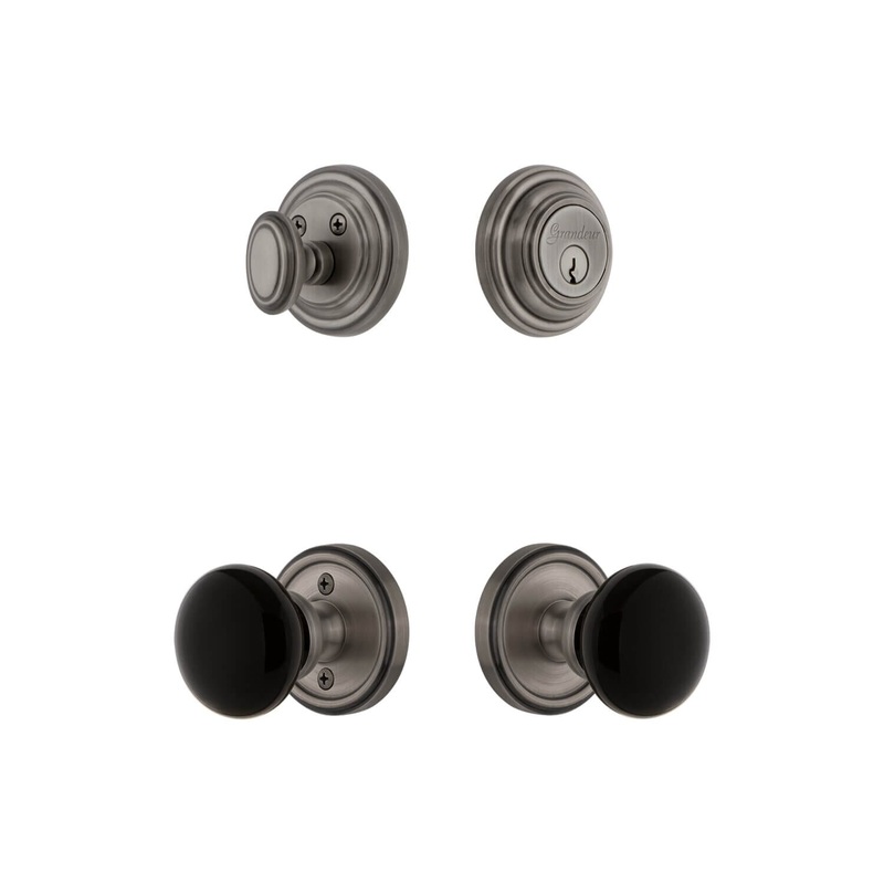 Georgetown Rosette Entry Set with Coventry Knob in Antique Pewter