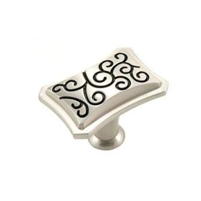 Palermo Octagon Knob 1 5/8 (41mm) – Satin Nickel (Pewter) with Black