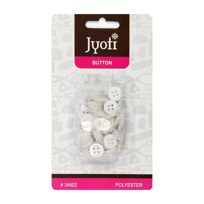 Polyester Button White 18 Line #34602 100Pcs Jyoti