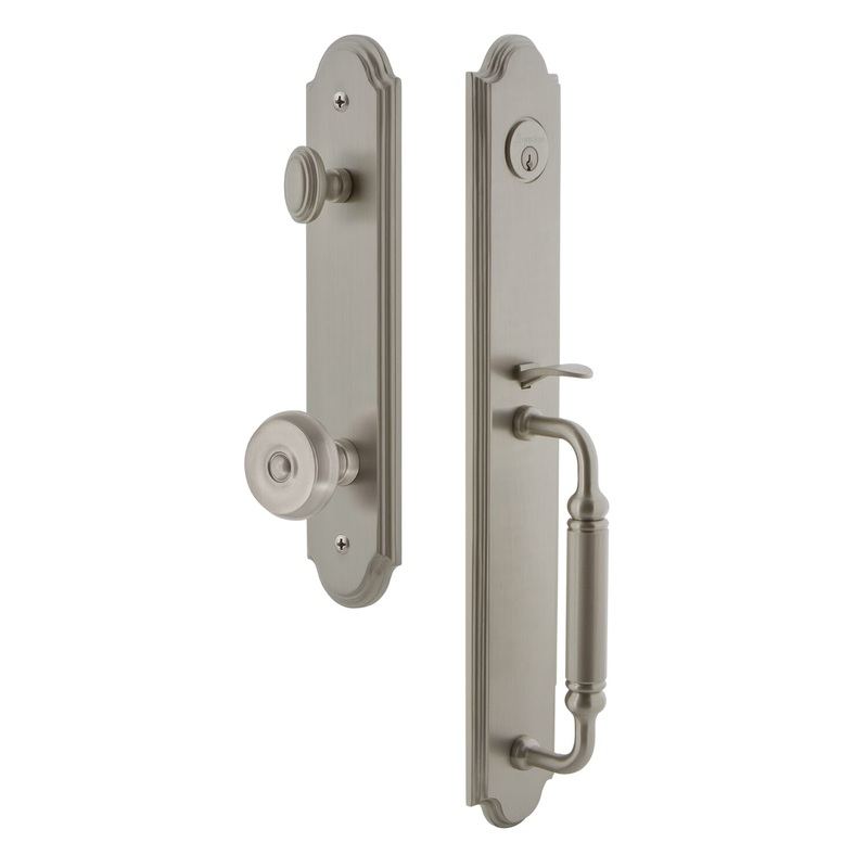 Arc One-Piece Handleset with C Grip and Bouton Knob in Satin Nickel