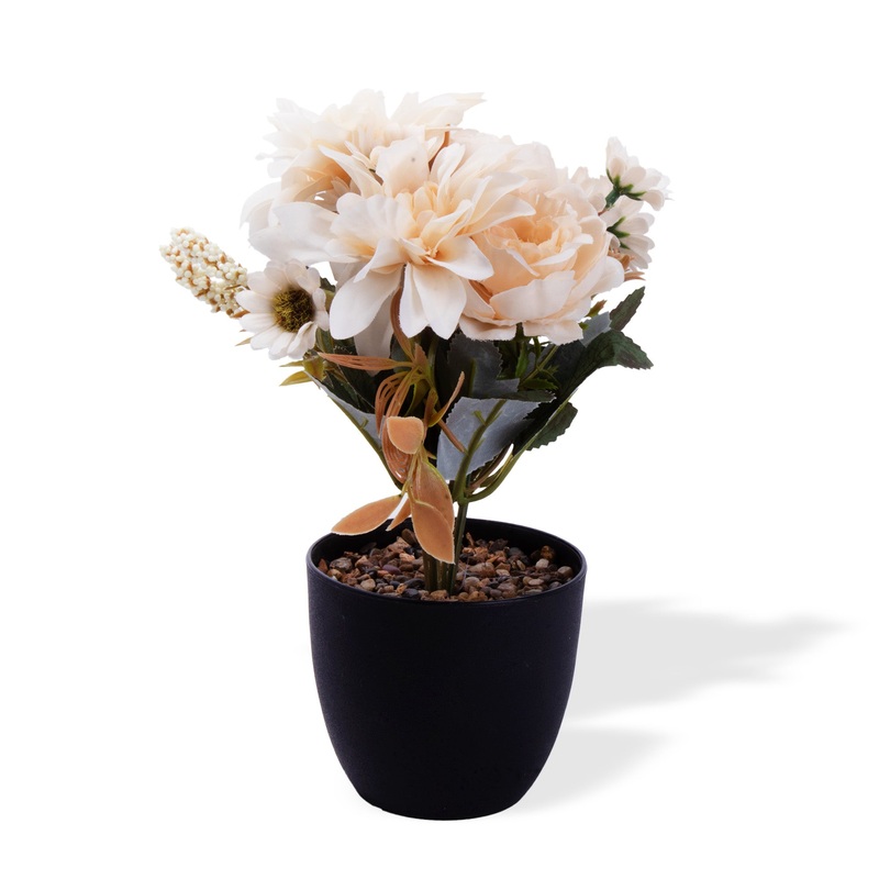 Artificial Flower in Pot Rose and Daisy Yellow 9.5X6.5inch 1pc