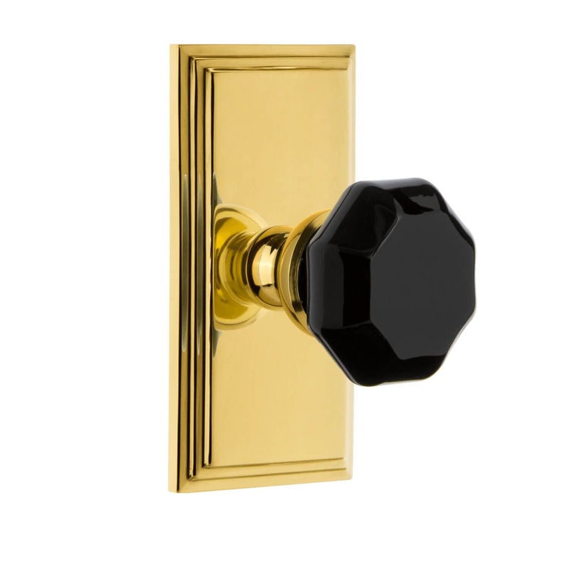 Carr Short Plate with Lyon Knob in Polished Brass