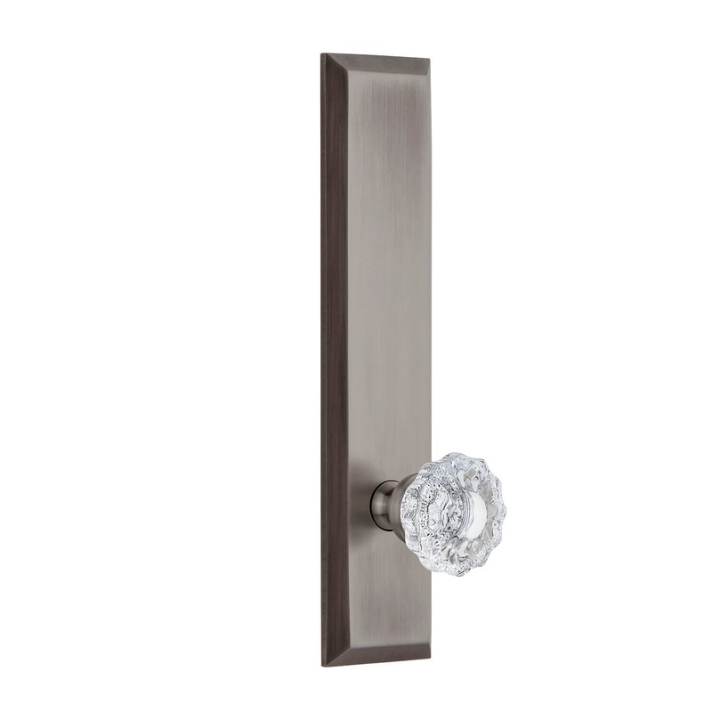 Fifth Avenue Tall Plate with Versailles Crystal Knob in Antique Pewter