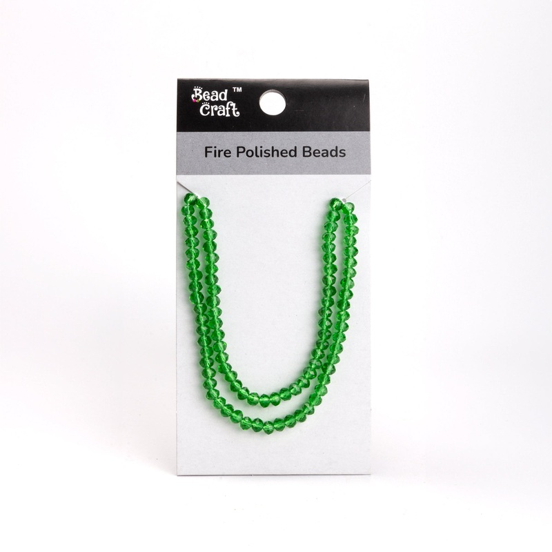 Fire Polished Beads Emerald Crystal 6mm 1 String