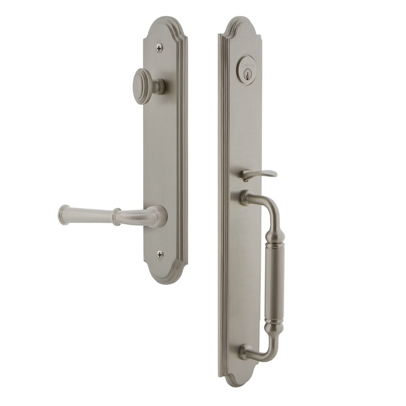 Arc One-Piece Handleset with C Grip and Georgetown Lever in Satin Nickel