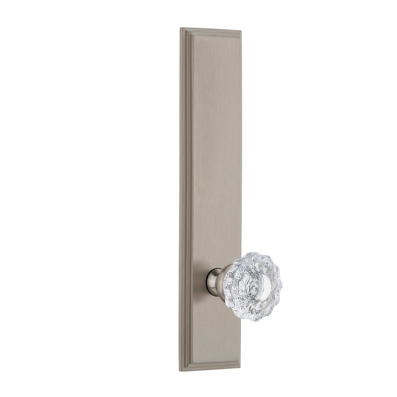 Carr Tall Plate with Versailles Crystal Knob in Satin Nickel