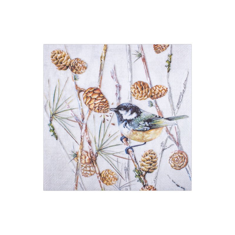 Decoupage Napkin Pine Bird 13in X 13inch 3 Ply 1pc