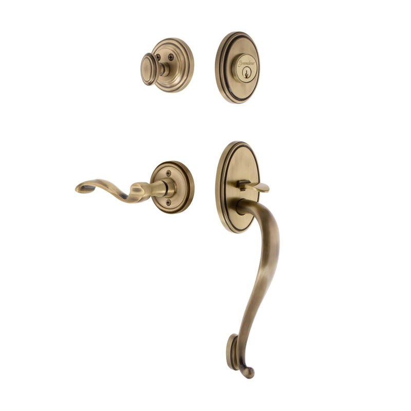 Georgetown Rosette S Grip Entry Set Portofino Lever in Vintage Brass