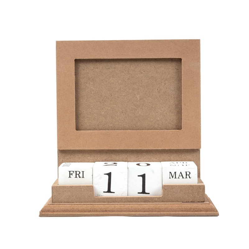 MDF Table Photo Frame with Calendar L7.2 X W7.2inch 1pc