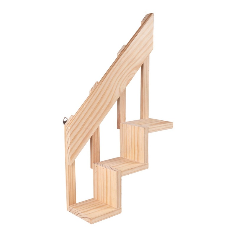 Pinewood Wall Hanging Planter Holder – Staircase, 3 Racks, Approx L11.89in x W4.33in x H21.06in 1pc