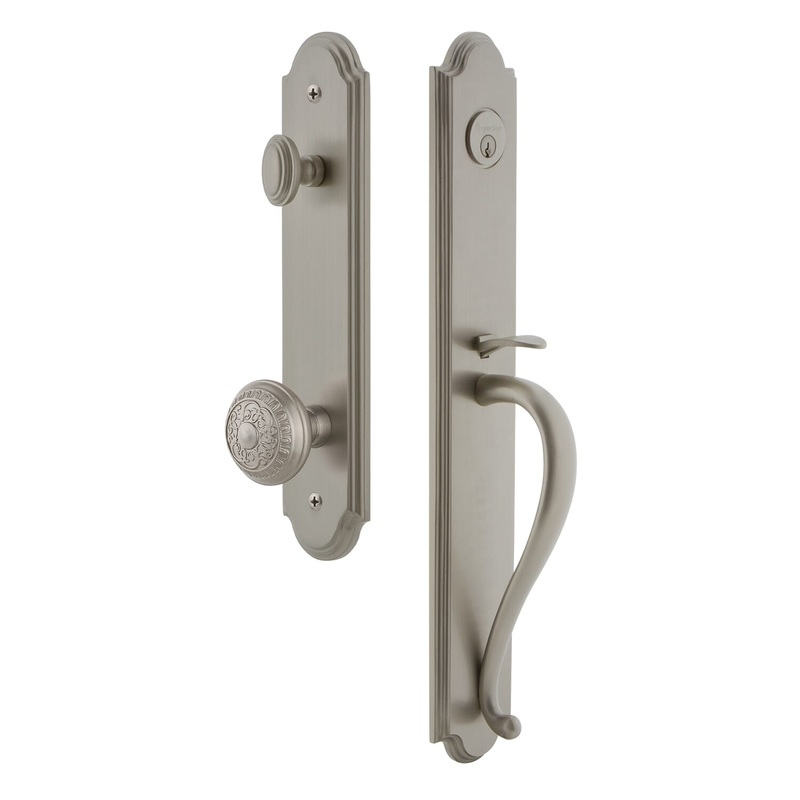 Arc One-Piece Handleset with S Grip and Windsor Knob in Satin Nickel