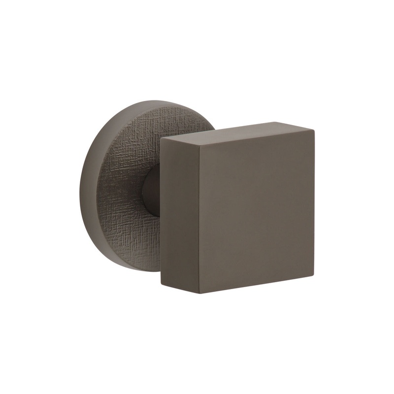 Circolo Linen Rosette with Quadrato Knob in Titanium Gray