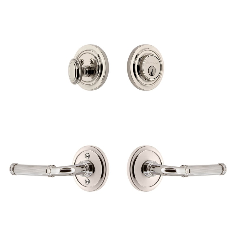 Circulaire Rosette Entry Set with Soleil Lever in Polished Nickel