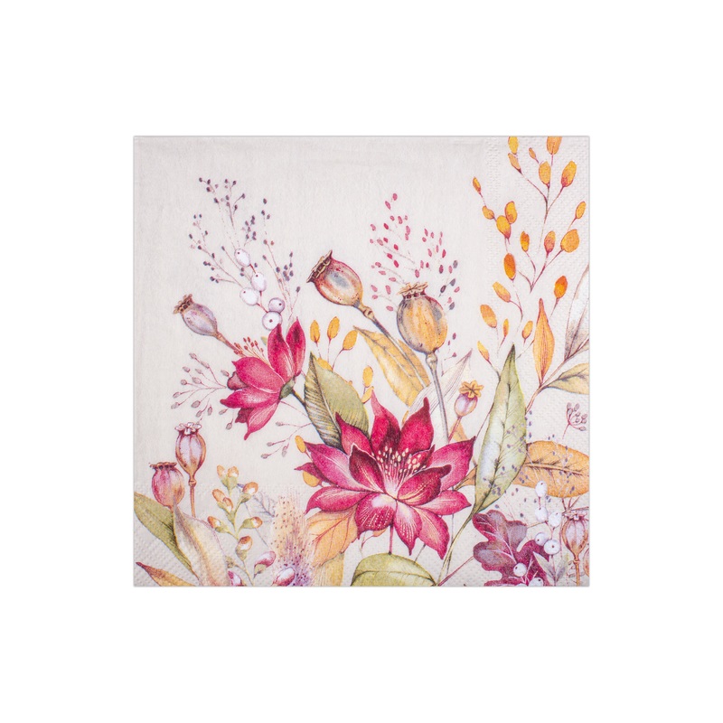 Decoupage Napkin Lily Poppy – Cream 13in X 13in 3 Ply 1pc