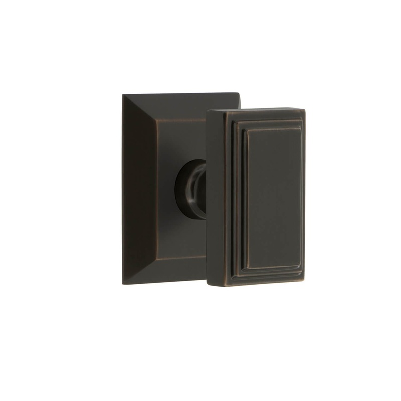 Fifth Avenue Square Rosette with Carr Knob in Timeless Bronze