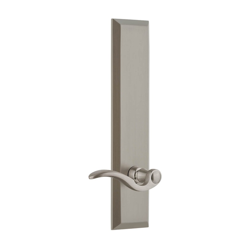 Fifth Avenue Tall Plate with Bellagio Lever in Satin Nickel